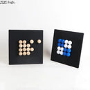 Modern blue & wood ball hanging wall decor living room art