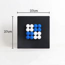 Modern blue & wood ball hanging wall decor living room art