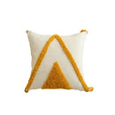 Modern boho mustard & white geometric tufted tassel cushion cover living room