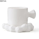 Modern bowknot decor porcelain cup and saucer set dining room mug