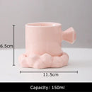 Modern bowknot decor porcelain cup and saucer set dining room mug