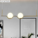 Modern brass 2-head white glass shade pendant – living room light