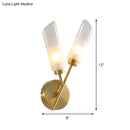 Modern brass 2-light glass wall sconce bedroom 110v-120v fixture