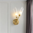 Modern brass 2-light glass wall sconce bedroom 110v-120v fixture
