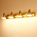 Modern brass 4 head bathroom vanity lamp with round metal shade