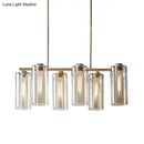 Modern brass 5 light cognac glass chandelier dining room island light