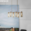 Modern brass 5 light cognac glass chandelier dining room island light