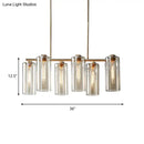 Modern brass 5 light cognac glass chandelier dining room island light