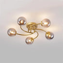 Modern brass 5-light frosted glass bulb ceiling light fixture kitchen
