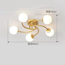 Modern brass 5-light frosted glass bulb ceiling light fixture kitchen