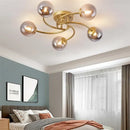 Modern brass 5-light frosted glass bulb ceiling light fixture kitchen