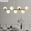 Modern brass 6 globe spherical dining room pendant light