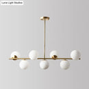 Modern brass 6 globe spherical dining room pendant light