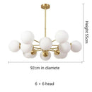 Modern brass 8-light glass ball pendant lights dining room chandelier