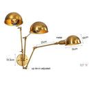 Modern brass adjustable arm wall sconces for bedroom decor