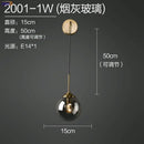 Modern brass and amber decorbites glass ball wall lamp for bedroom