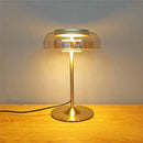 Modern brass and amber glass mushroom table lamp bedroom light
