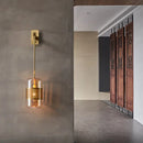 Modern brass and amber glass wall sconce – bedroom modern wall light