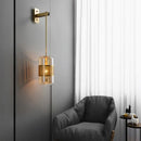 Modern brass and amber glass wall sconce – bedroom modern wall light