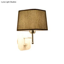 Modern brass and beige linen wall sconce lighting bedroom lamp