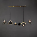 Modern brass and black 3 light hanging island light for dining room
