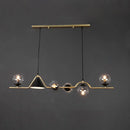 Modern brass and black 3 light hanging island light for dining room