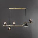 Modern brass and black 3 light hanging island light for dining room