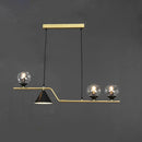 Modern brass and black 3 light hanging island light for dining room