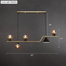 Modern brass and black 3 light hanging island light for dining room