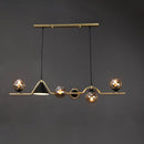Modern brass and black 3 light hanging island light for dining room