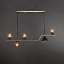 Modern brass and black 3 light hanging island light for dining room