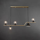 Modern brass and black 3 light hanging island light for dining room