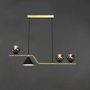 Modern brass and black 3 light hanging island light for dining room