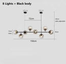 DecorBites™ Brass Chandelier with Black Art Glass Ball - Minimalist Living Room Dining Decor