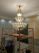Modern brass and black crystal hollow villa chandelier living room