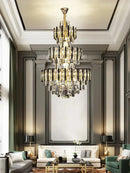 Modern brass and black crystal hollow villa chandelier living room