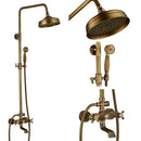 Modern brass and black dual handle shower faucet set bathroom caddy