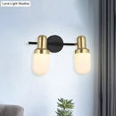Modern brass and black glass sconce light bedroom wall lamp