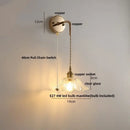 Modern brass and clear glass wall lamp bedroom crystal sconce