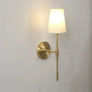 Modern brass and cream fabric led wall lamps for bedroom