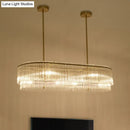 Modern brass and crystal oval island chandelier dining room light
