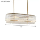 Modern brass and crystal oval island chandelier dining room light