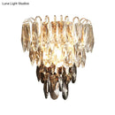 Modern brass and crystal tiered wall sconce bedroom chandelier