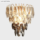 Modern brass and crystal tiered wall sconce bedroom chandelier