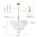Modern brass and frosted glass chandelier for living room dining decor
