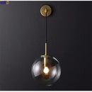 Modern brass and glass ball wall lamp bathroom sconce