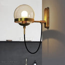 Modern brass and glass globe led wall lamps bedroom sconce light
