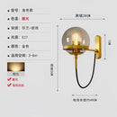 Modern brass and glass globe led wall lamps bedroom sconce light