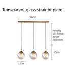 Modern brass and glass pendant lights for kitchen dining room