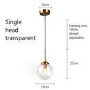 Modern brass and glass pendant lights for kitchen dining room